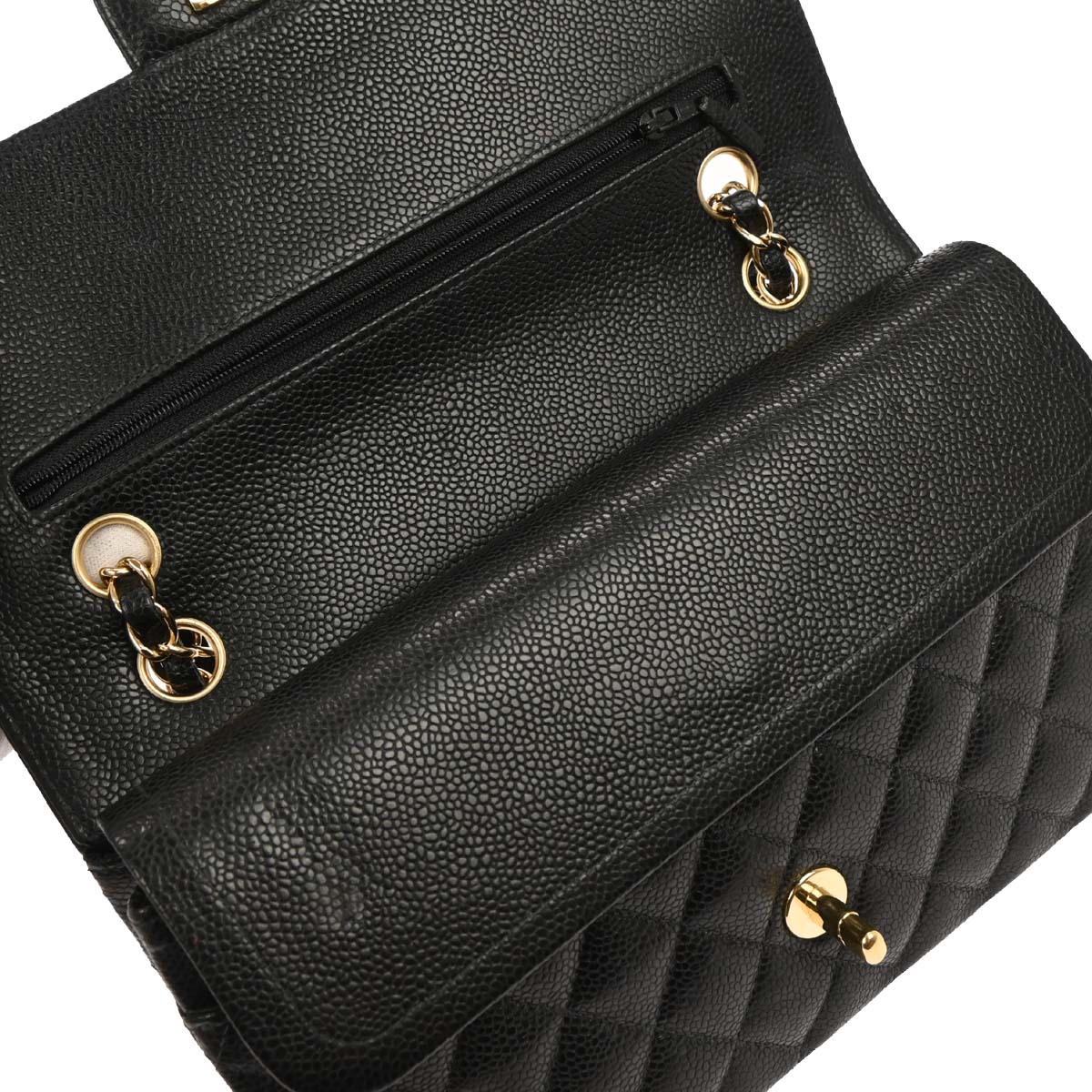 Chanel 2004-2005 Black Caviar Medium Classic Double Flap Shoulder Bag