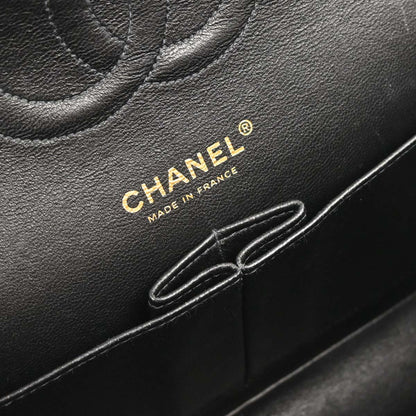 Chanel 2004-2005 Black Caviar Medium Classic Double Flap Shoulder Bag