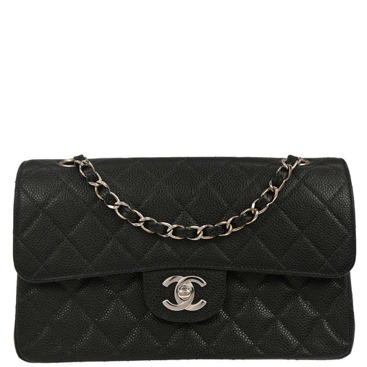 Chanel 2000-2001 Black Caviar Small Classic Double Flap Shoulder Bag