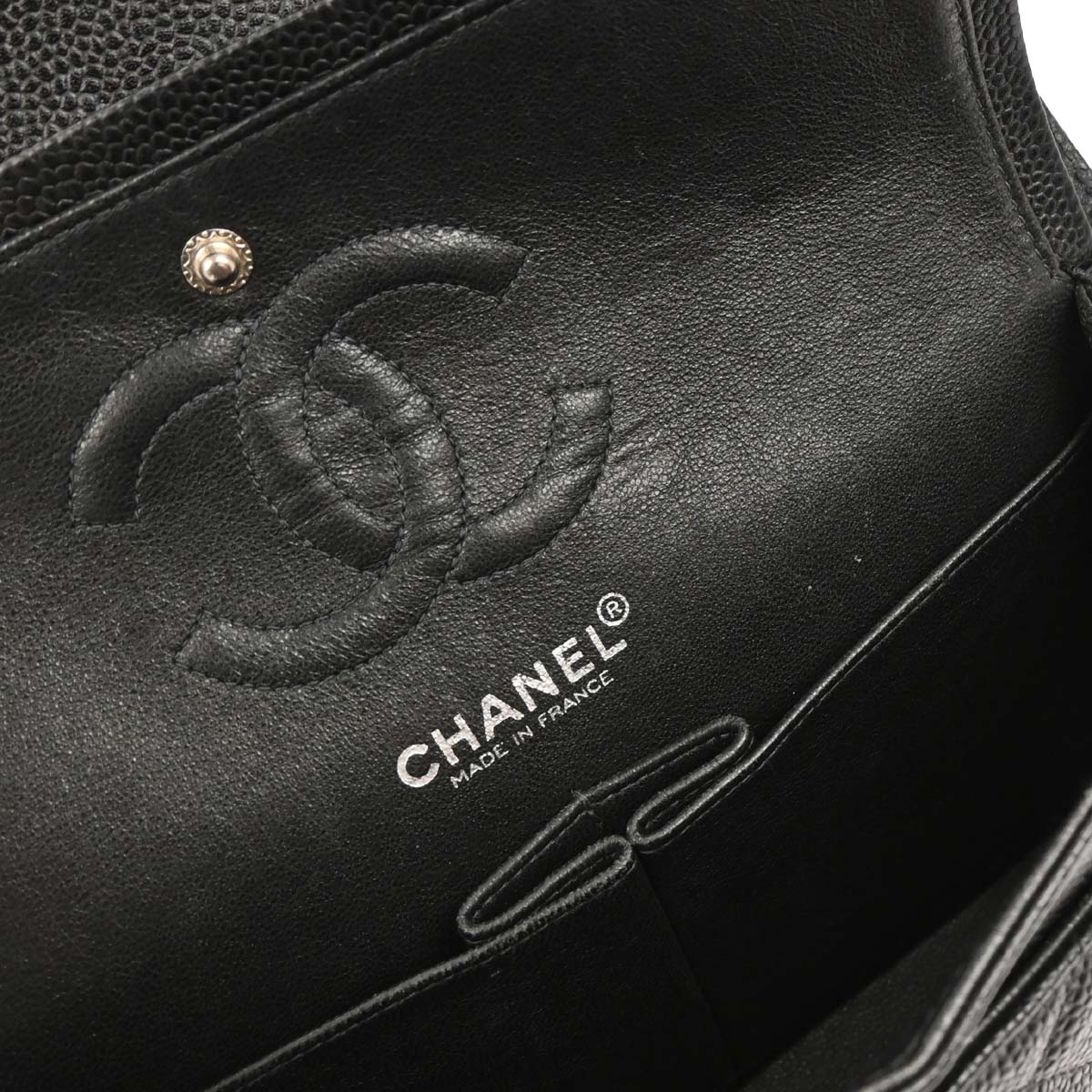 Chanel 2000-2001 Black Caviar Small Classic Double Flap Shoulder Bag