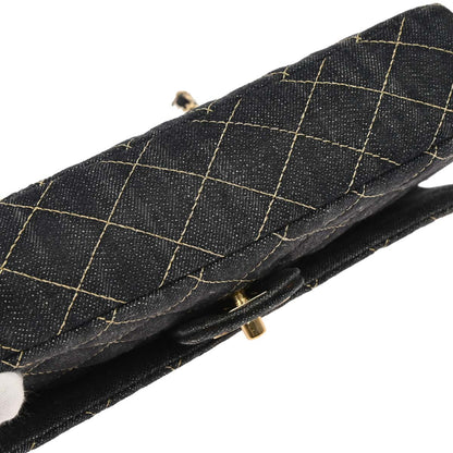 Chanel 2005-2006 Navy Denim Single Flap Chain Shoulder Bag