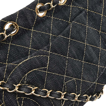Chanel 2005-2006 Navy Denim Single Flap Chain Shoulder Bag