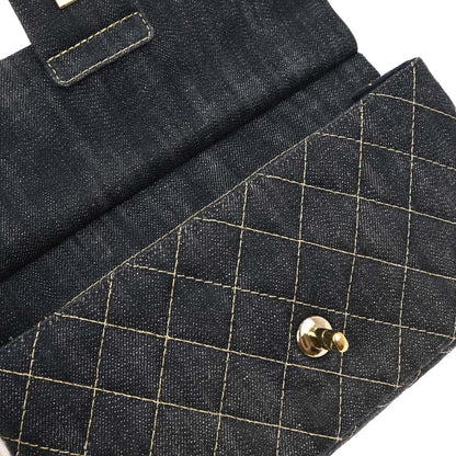 Chanel 2005-2006 Navy Denim Single Flap Chain Shoulder Bag