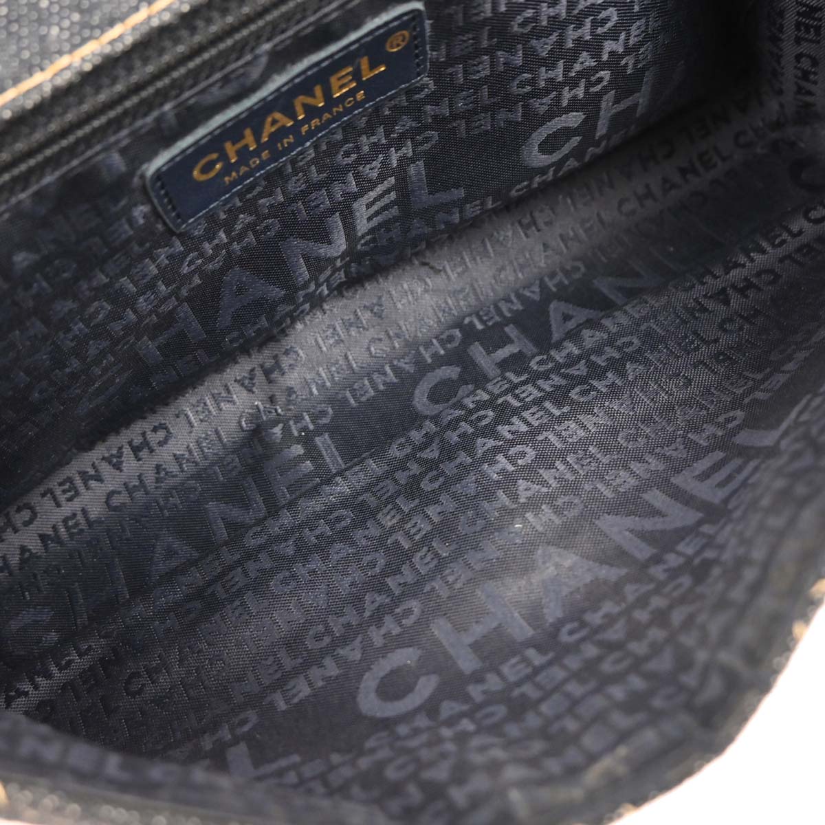 Chanel 2005-2006 Navy Denim Single Flap Chain Shoulder Bag