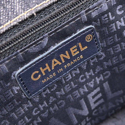 Chanel 2005-2006 Navy Denim Single Flap Chain Shoulder Bag