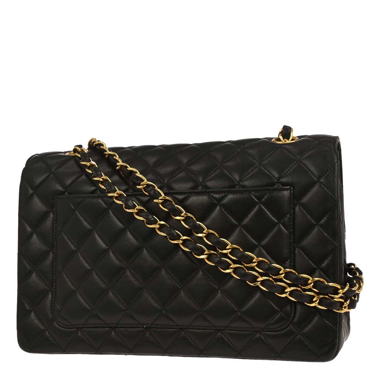 Chanel 1994-1996 Black Lambskin Paris Single Flap Chain Shoulder Bag