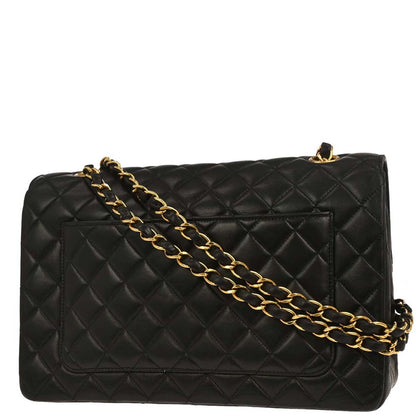 Chanel 1994-1996 Black Lambskin Paris Single Flap Chain Shoulder Bag