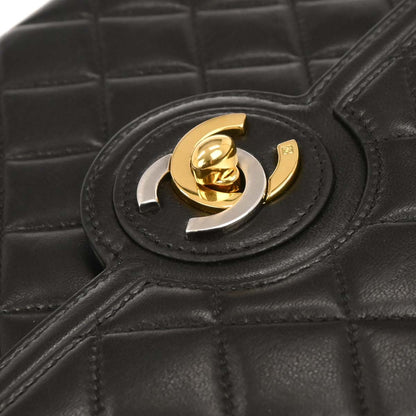 Chanel 1994-1996 Black Lambskin Paris Single Flap Chain Shoulder Bag
