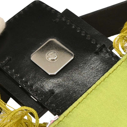 Fendi Black Canvas Beads Baguette Handbag