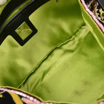 Fendi Black Canvas Beads Baguette Handbag