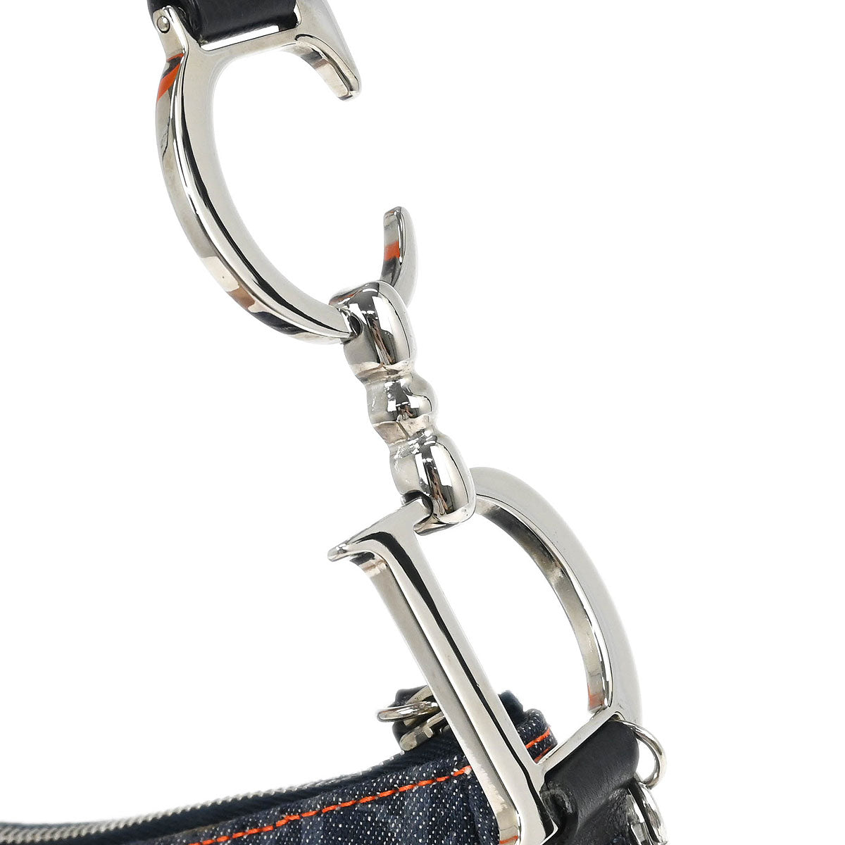 Christian Dior 2005 Navy Denim Trotter Flight Saddle Shoulder Bag