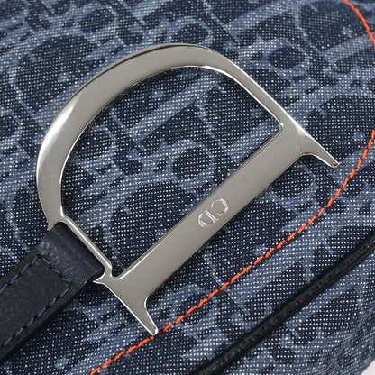 Christian Dior 2005 Navy Denim Trotter Flight Saddle Shoulder Bag