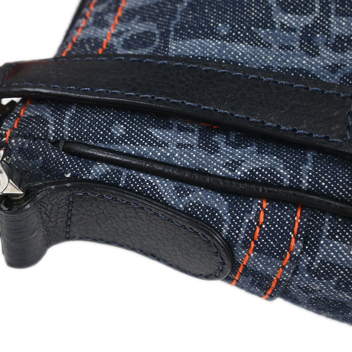 Christian Dior 2005 Navy Denim Trotter Flight Saddle Shoulder Bag