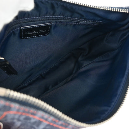Christian Dior 2005 Navy Denim Trotter Flight Saddle Shoulder Bag