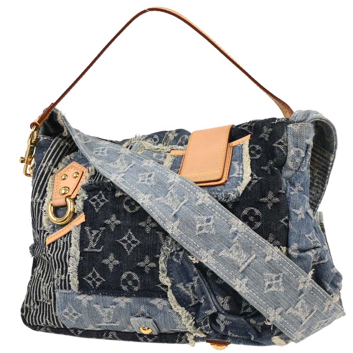 Louis Vuitton 2007 Monogram Denim Patchwork Postie 2way Shoulder Handbag M95374