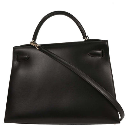 Hermes 1999 Black Box Calf Kelly 32 Sellier 2way Shoulder Handbag
