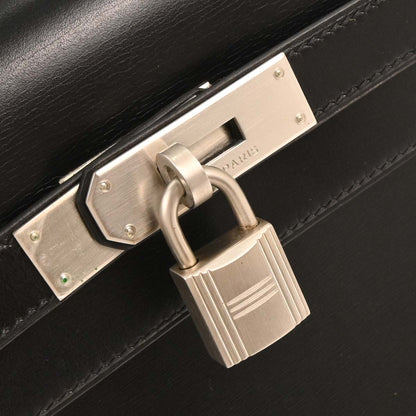Hermes 1999 Black Box Calf Kelly 32 Sellier 2way Shoulder Handbag