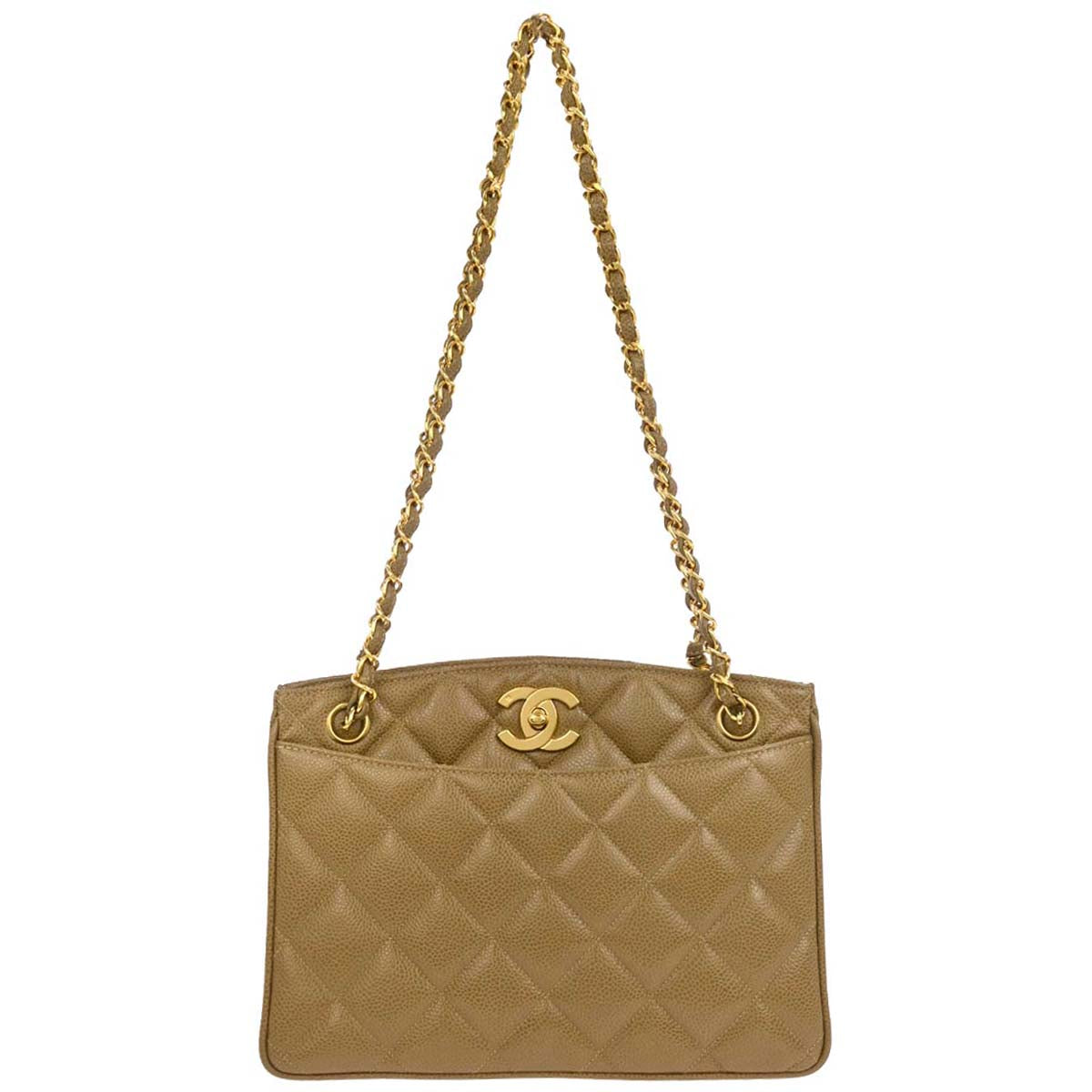 Chanel 1994-1996 Beige Caviar Chain Tote Bag