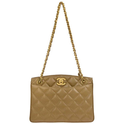 Chanel 1994-1996 Beige Caviar Chain Tote Bag