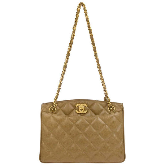 Chanel 1994-1996 Beige Caviar Chain Tote Bag
