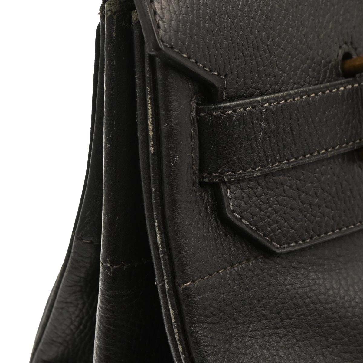 Hermes 1997 Black Taurillon Clemence Haut a Courroies 45 Handbag