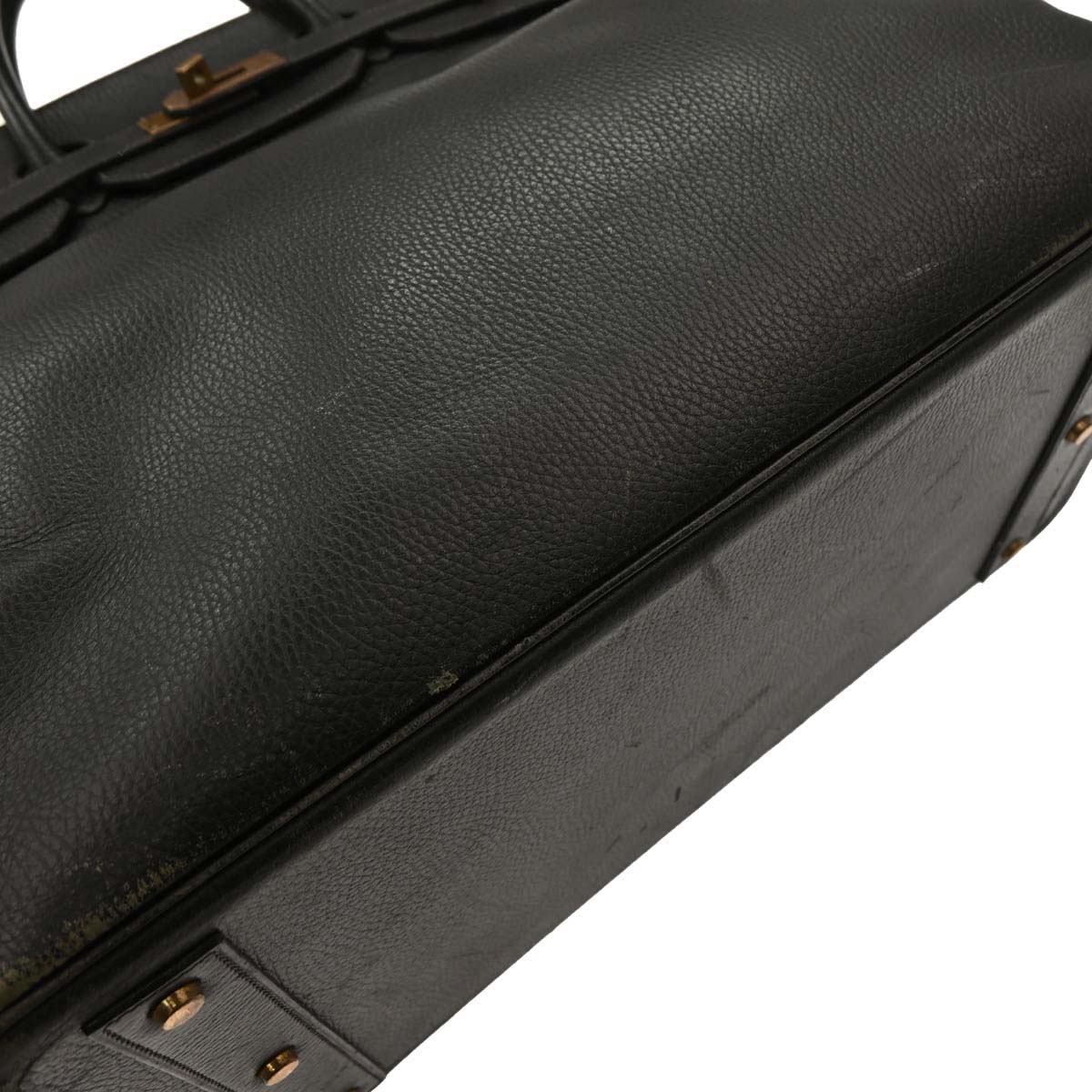 Hermes 1997 Black Taurillon Clemence Haut a Courroies 45 Handbag