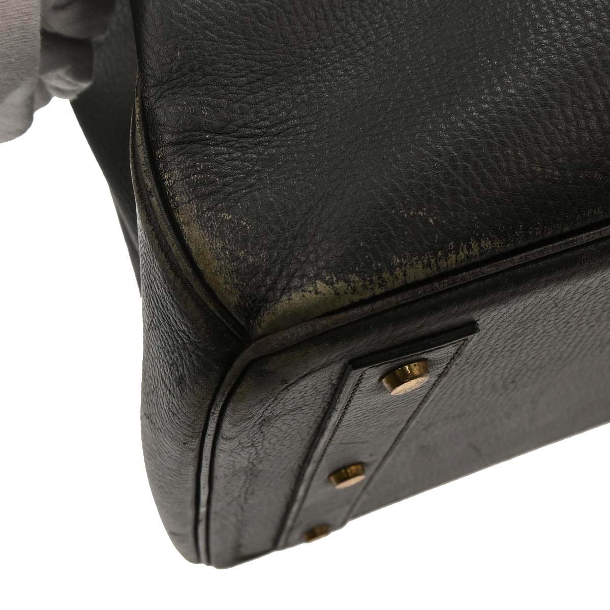 Hermes 1997 Black Taurillon Clemence Haut a Courroies 45 Handbag