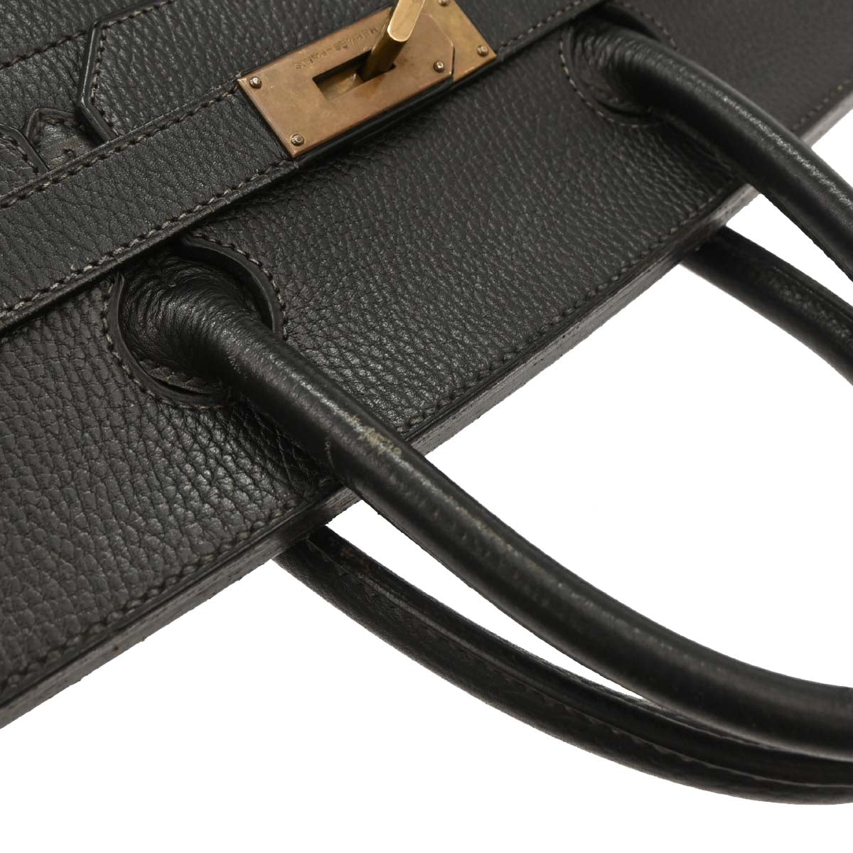 Hermes 1997 Black Taurillon Clemence Haut a Courroies 45 Handbag