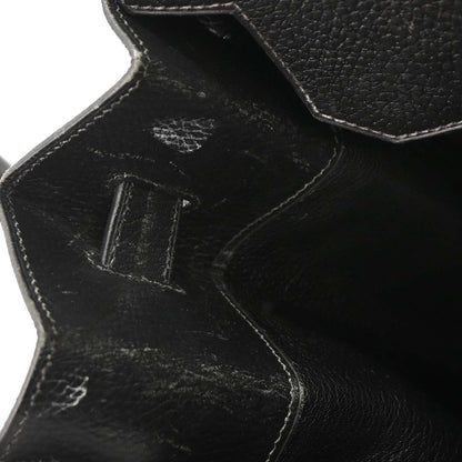 Hermes 1997 Black Taurillon Clemence Haut a Courroies 45 Handbag