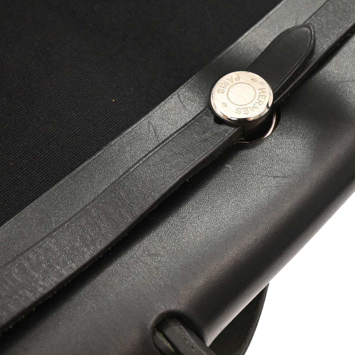 Hermes 2003 Black Beige Toile Officier GM Herbag PM 2 in 1 Handbag