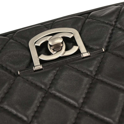 Chanel 2008-2009 Black Lambskin Secret Label Flap Handbag
