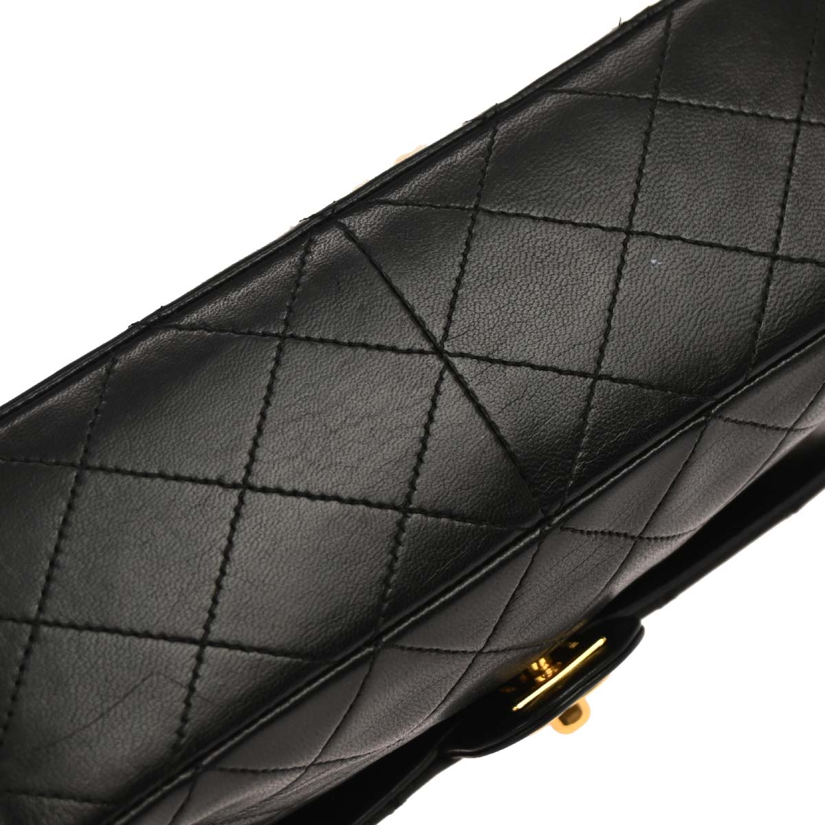 Chanel 1989-1991 Black Lambskin Classic Square Flap Shoulder Bag