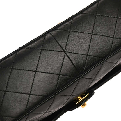 Chanel 1989-1991 Black Lambskin Classic Square Flap Shoulder Bag