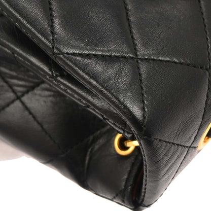 Chanel 1989-1991 Black Lambskin Classic Square Flap Shoulder Bag