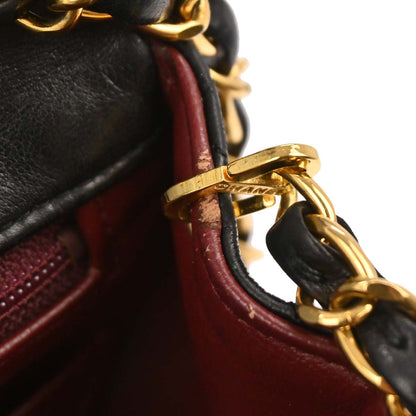 Chanel 1989-1991 Black Lambskin Classic Square Flap Shoulder Bag