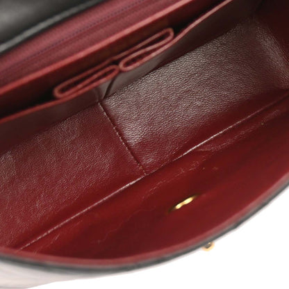 Chanel 1989-1991 Black Lambskin Classic Square Flap Shoulder Bag