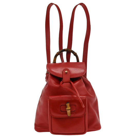 Gucci Red Bamboo Backpack