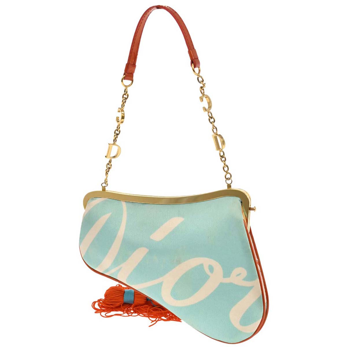 Christian Dior 2003 Blue Satin Saddle Handbag