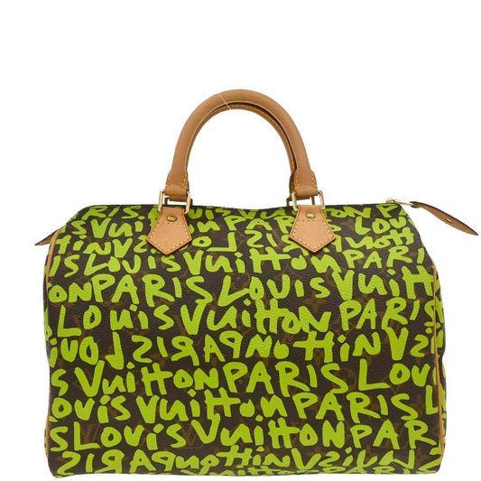 Louis Vuitton 2008 Green Monogram Graffiti Speedy 30 Handbag M93706