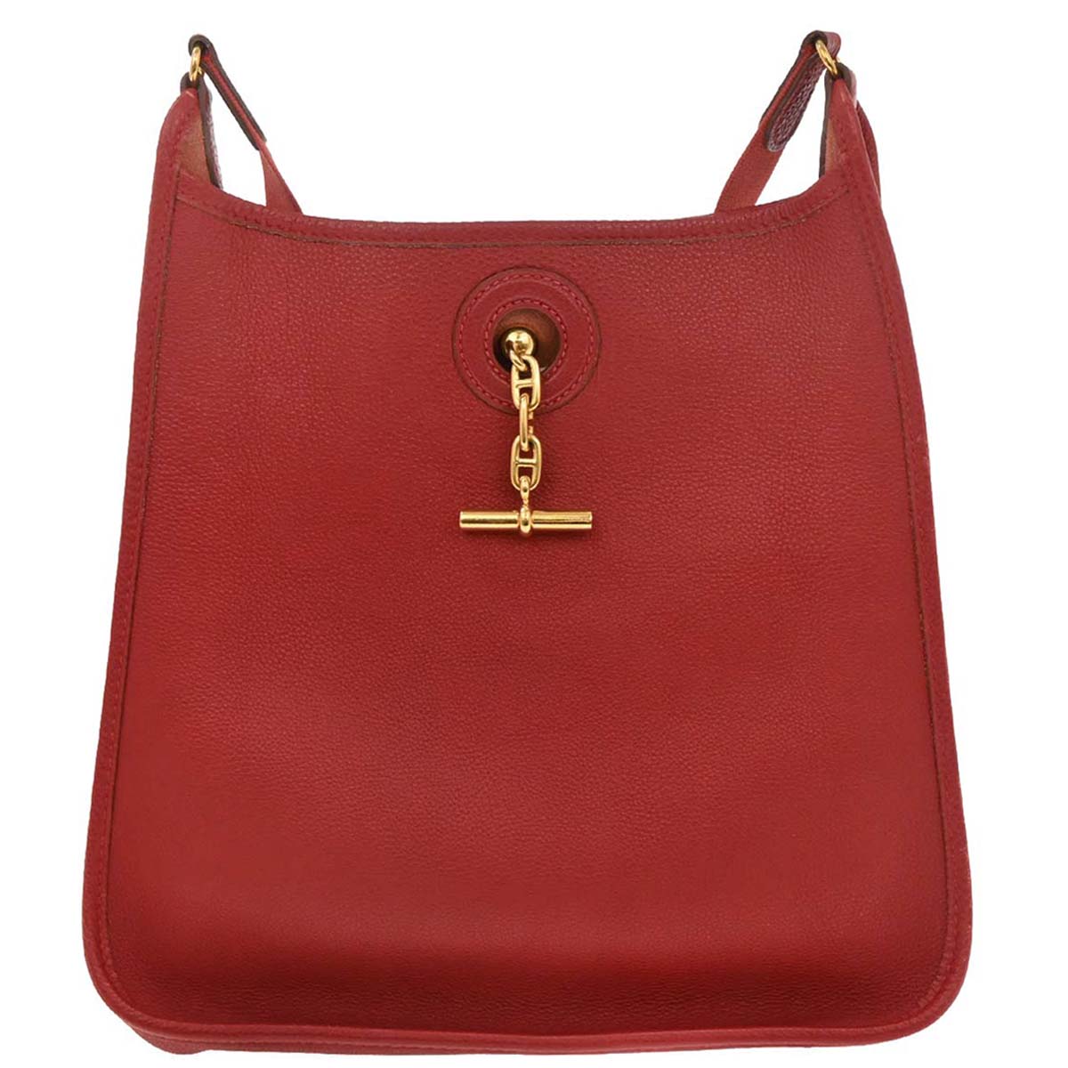 Hermes 2003 Rouge Garance Togo Vespa PM Shoulder Bag