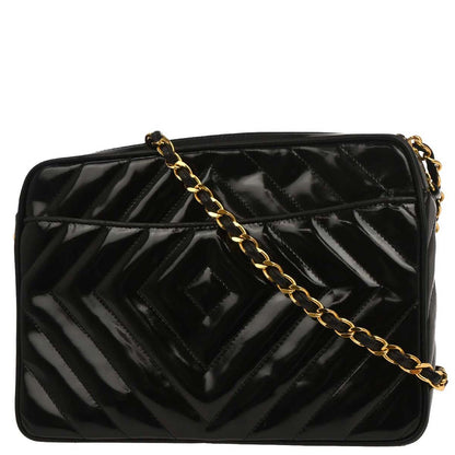 Chanel 1991-1994 Black Patent Leather Camera Bag Small