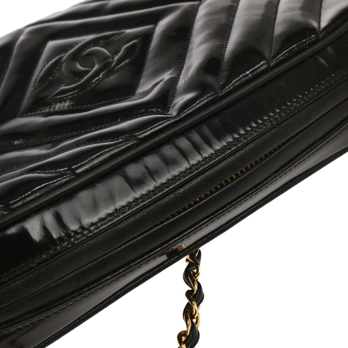 Chanel 1991-1994 Black Patent Leather Camera Bag Small
