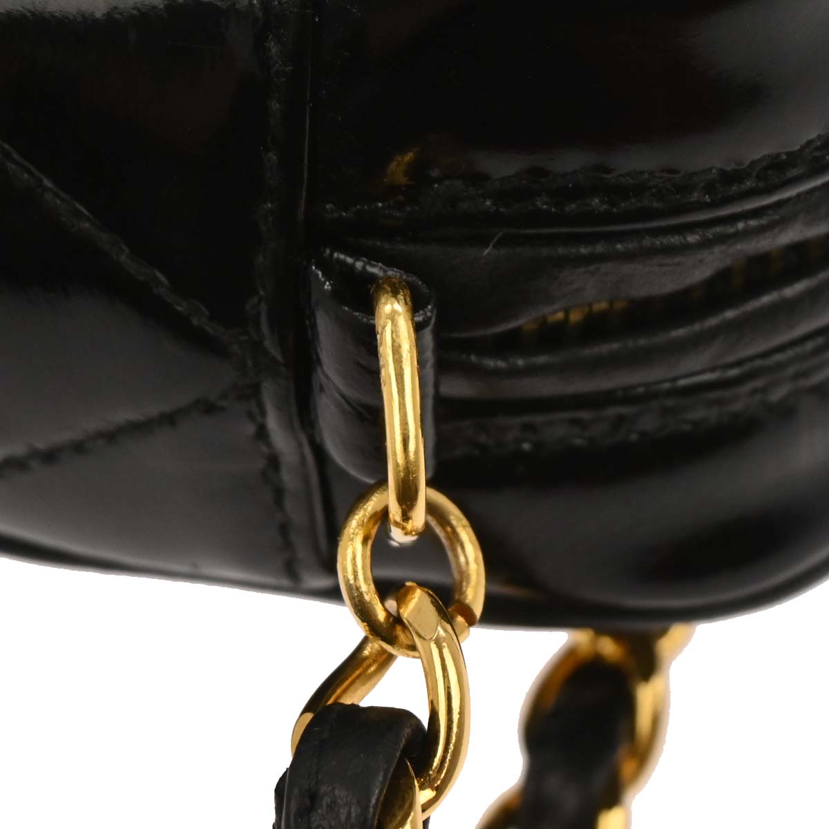 Chanel 1991-1994 Black Patent Leather Camera Bag Small