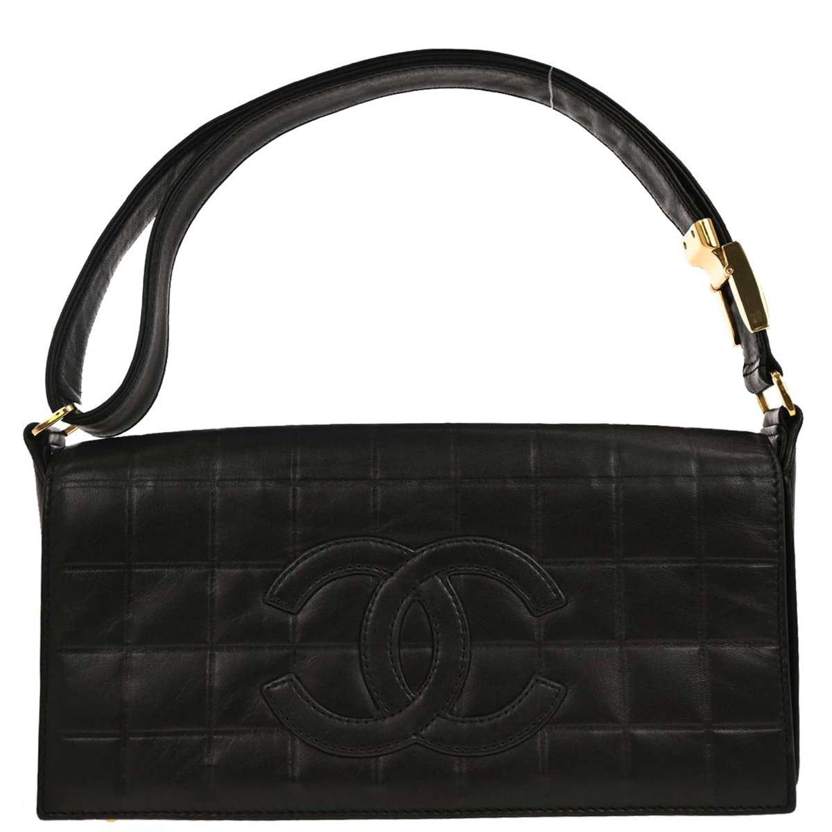 Chanel 2000-2001 Black Lambskin Choco Bar Shoulder Bag