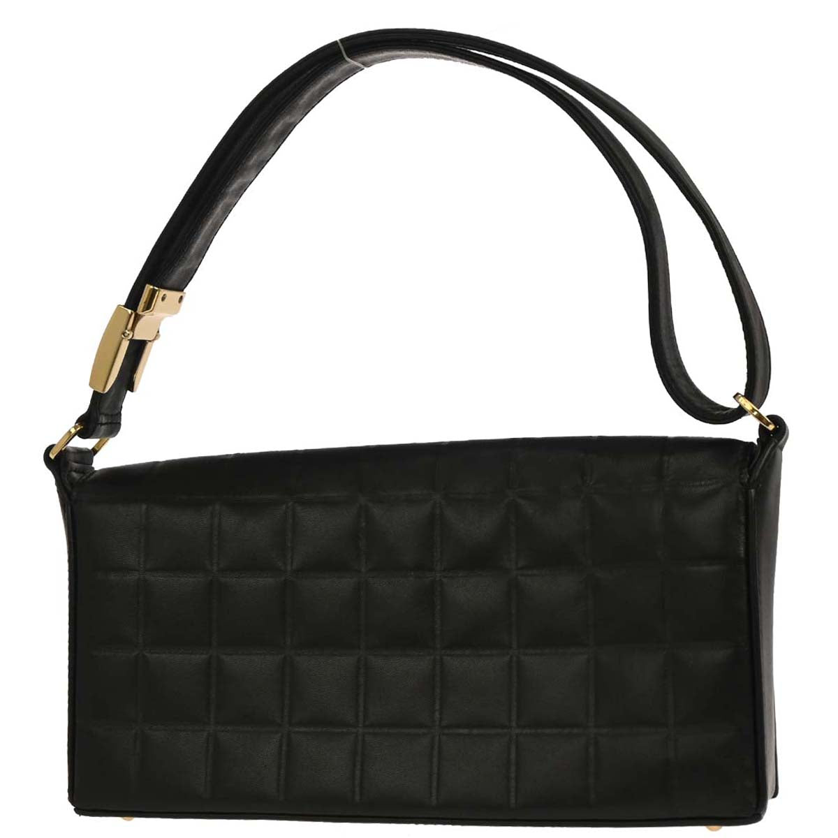 Chanel 2000-2001 Black Lambskin Choco Bar Shoulder Bag