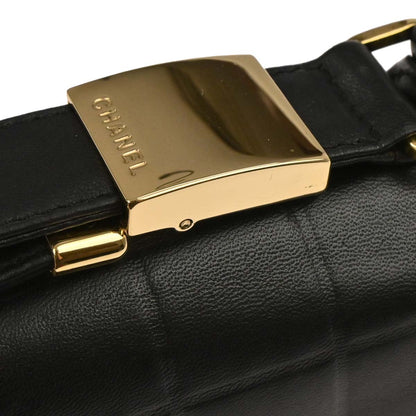 Chanel 2000-2001 Black Lambskin Choco Bar Shoulder Bag