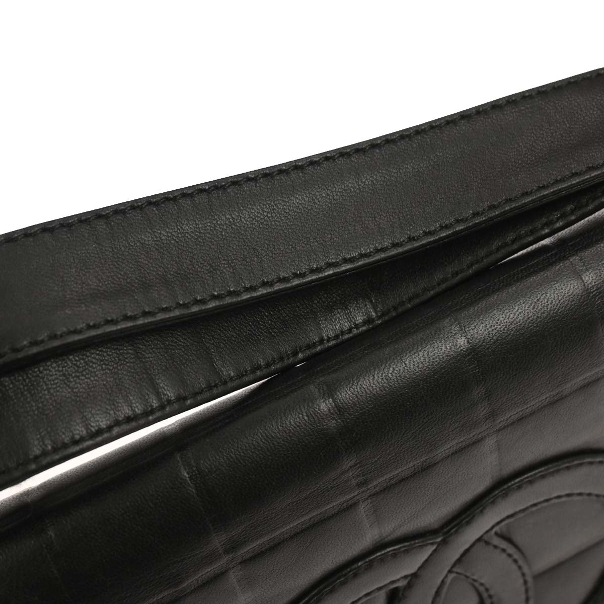 Chanel 2000-2001 Black Lambskin Choco Bar Shoulder Bag