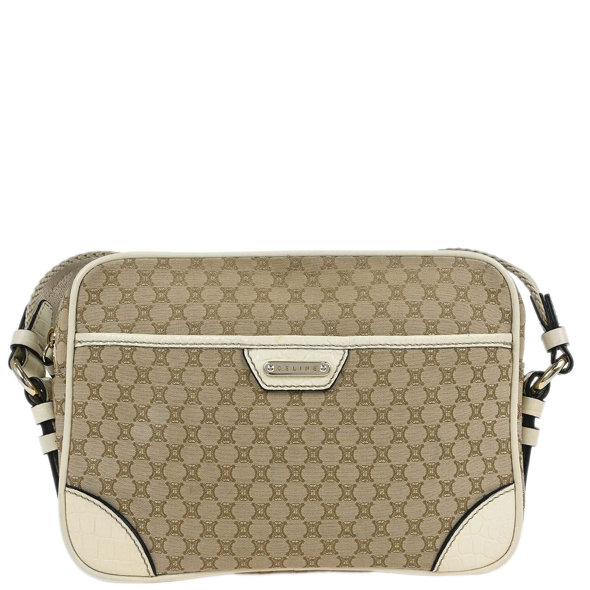 Celine * Beige Canvas Macadam Shoulder Bag
