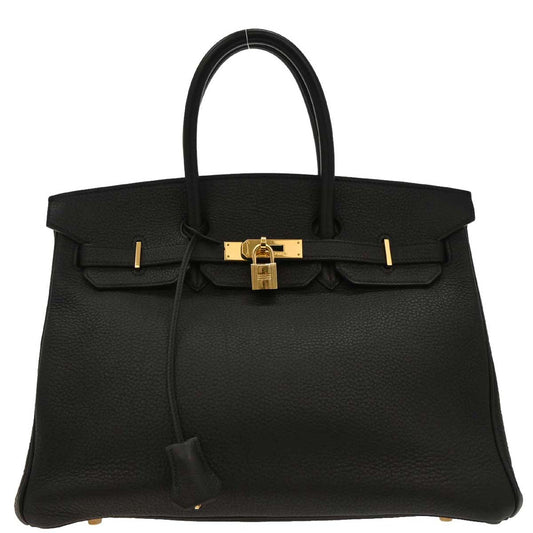 Hermes Black Taurillon Clemence Birkin 35 Handbag