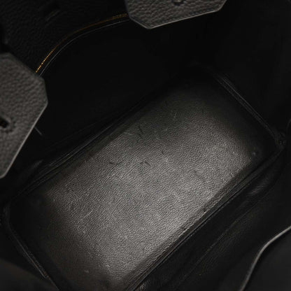 Hermes Black Taurillon Clemence Birkin 35 Handbag